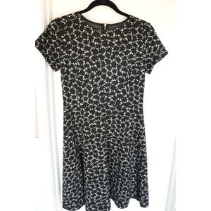 LOFT Black and Beige Pattern Dress w/ Zip Up Back